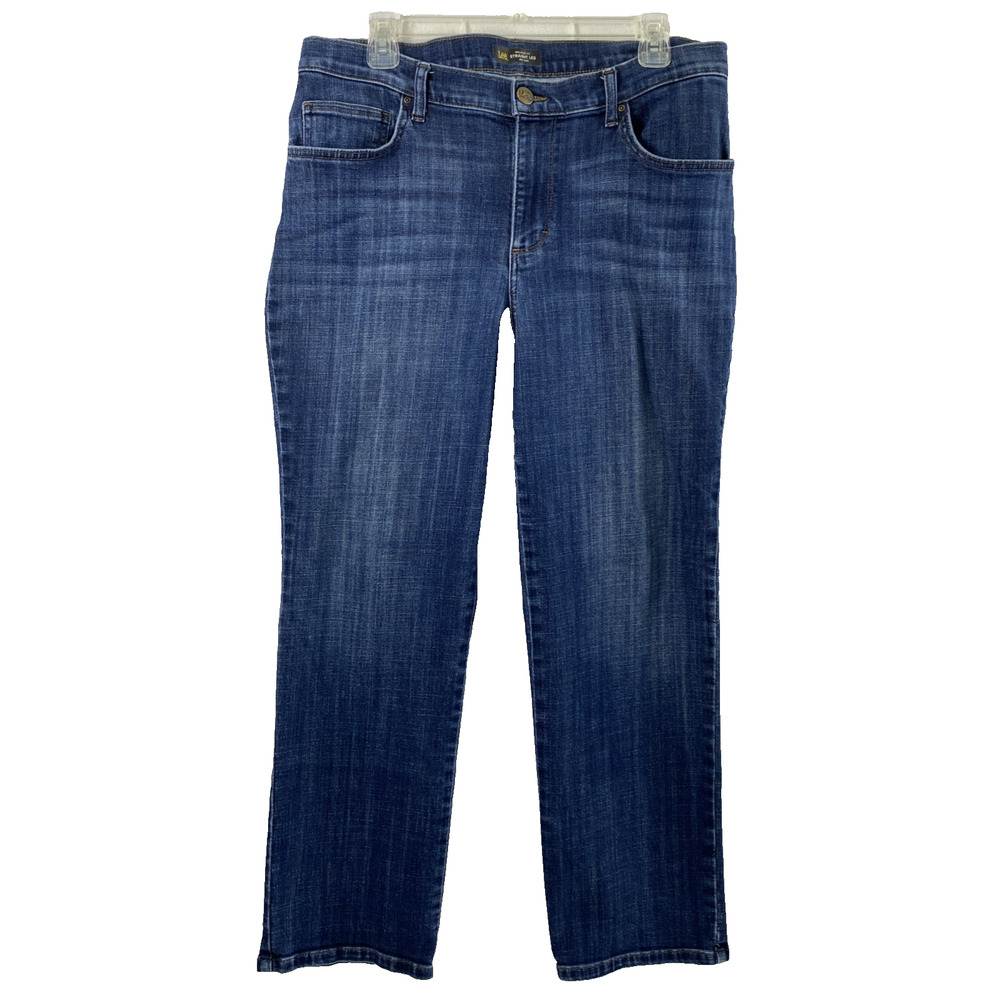 Lee Jeans Womens Size 14 Short Dark Wash Denim Relaxed Fit‎ Straight Mid Rise